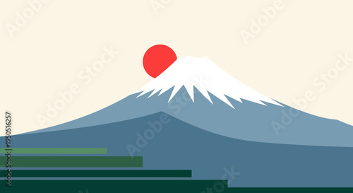 Mount Fuji Sunrise Minimalist Landscape