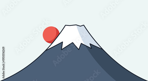 Mount Fuji Sunrise Minimalist Illustration