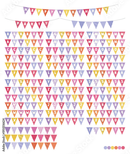 Party Bunting Alphabet Triangle Vector Spring Rainbow