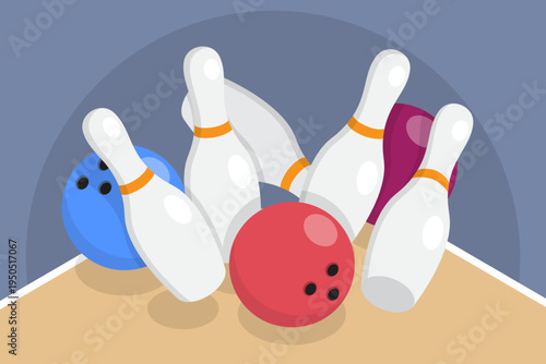 3D Isometric Flat Vector Illustration of Bowling, Perfect for Sports Designs, Game Posters