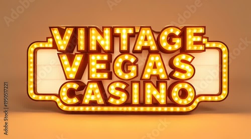 Vintage Vegas Casino Circus Show Signboard Space with Marquee Lights