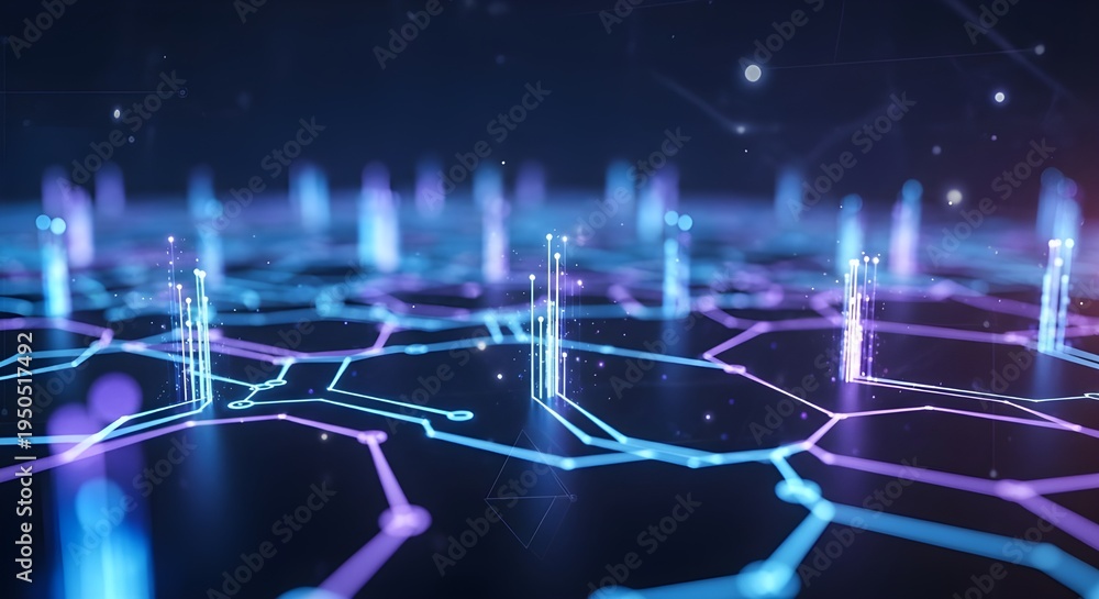 Fototapeta premium Futuristic technology network connections and data flow