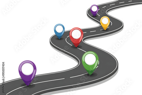 Roadmap with location pin pointers