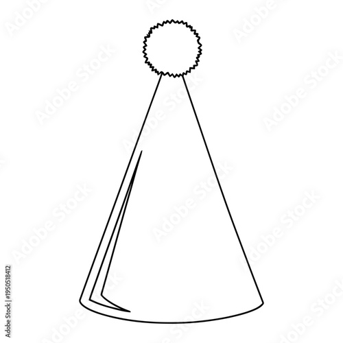 Simple black line drawing of party hat on white background festive celebration decoration elegant minimalist design conical shape party favor birthday accessory celebration hat event decoration