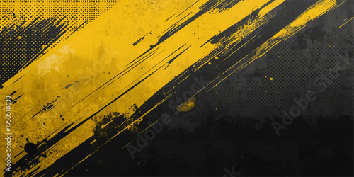 Aged yellow grunge metal background featuring weathered stripes and a vintage paper texture with rough brown paint on an old antique wall backdrop