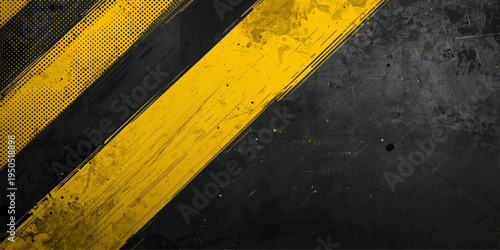 A vintage grunge wallpaper design featuring a dirty yellow hazard stripes pattern on a weathered wall texture inspired by the national flag of Ukraine