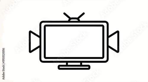 Retro television with antennas, clean modern icon design