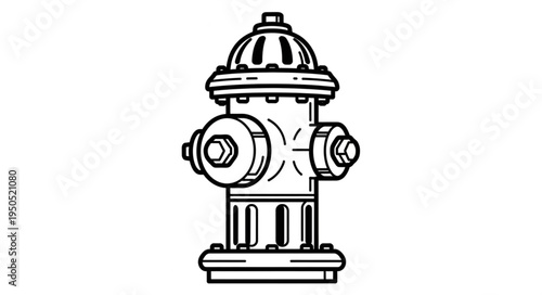 Detailed Line Art Depiction of a Classic Fire Hydrant.