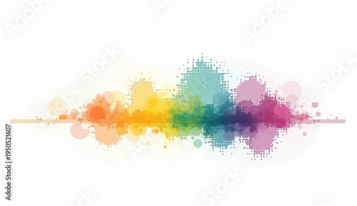 Abstract watercolor vector background with colorful paint splashes, ink splatters, and grunge brush textures forming a vibrant rainbow art design element