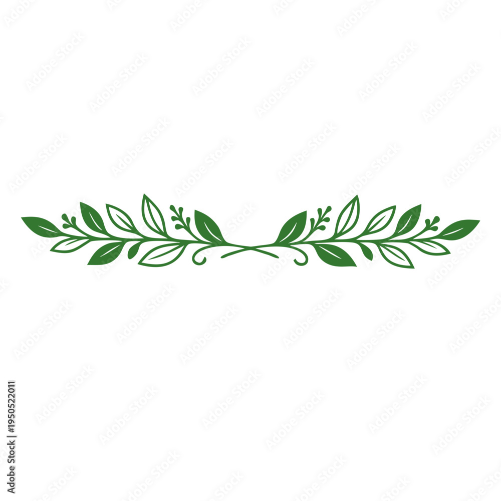 Obraz premium Green botanical leaf flourish divider