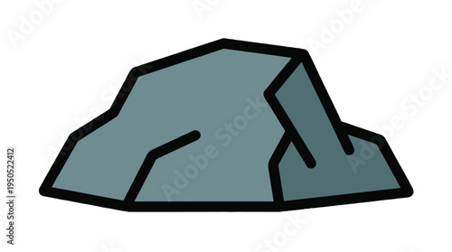 Isolated gray boulder with thick, bold black outline.