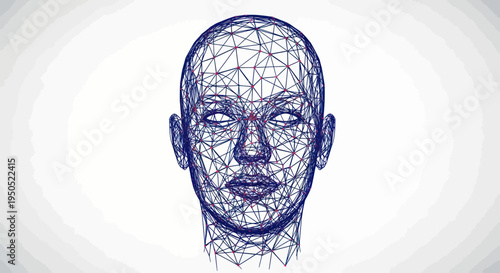 Abstract 3D human head wireframe model, futuristic concept, artificial intelligence