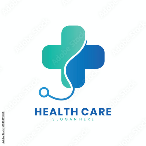 Healthcare cross logo with stethoscope