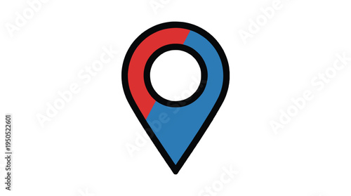 Map pointer icon with split red and blue design Free Download Map pointer icon with split red and blue design - GFXLoad