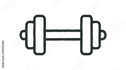 Minimalist line art of a single dumbbell on white
