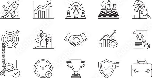 Business Idea and Networking Icon Set for Creative Solutions