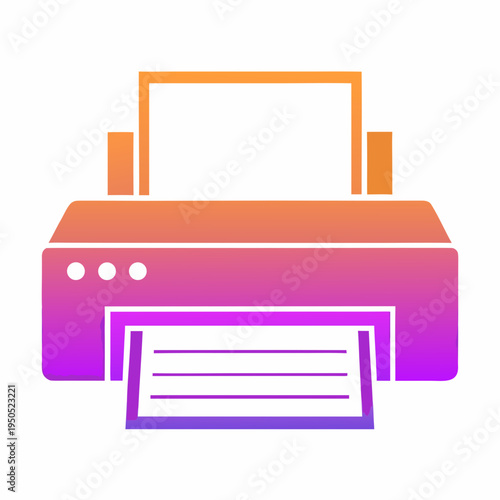 Printer illustration with gradient colors, modern design, copy space