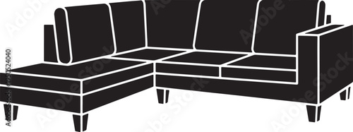 L shaped sofa with chaise lounge and armrest in minimalist design