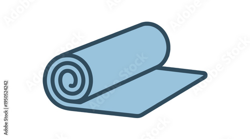 Light blue yoga mat neatly rolled up illustration