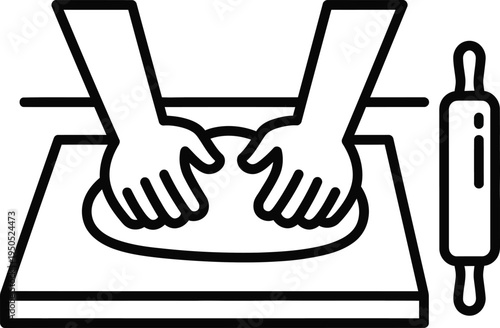baking illustration, hands knead dough
