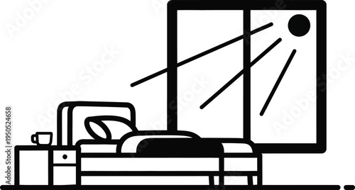 black and white bedroom interior