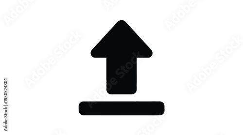 Black upload icon on clean white background.
