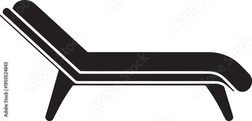 Modern minimalist chaise lounge chair with white outline and transparent background