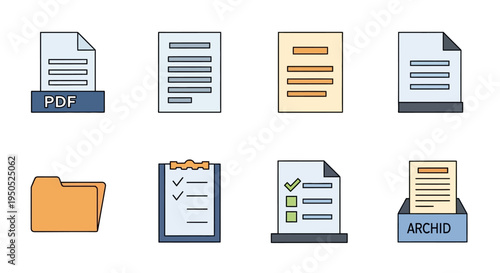 Collection of file icons and documents.