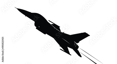 A striking silhouette of a fighter jet banking sharply against a stark white backdrop showcasing dynamic aerial power