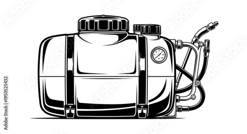 Detailed Illustration of a Backpack Sprayer for Agricultural Use.
