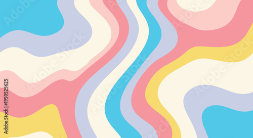 Soft Pastel Rainbow Waves Abstract Background – A Gentle, Flowing, Retro-Inspired Pattern with a Vintage Aesthetic