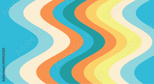 Retro Abstract Background with Soft Pastel Rainbow Curves and a Vintage Style Fluid Wave Pattern Design