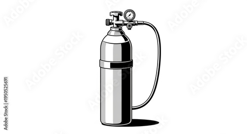 Illustration of a Cylindrical Gas Tank with Pressure Gauge.