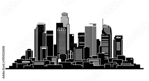 Monochrome Cityscape Silhouette - A Detailed View of Urban Architecture.
