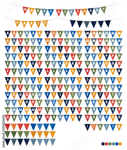 Party Bunting Alphabet Triangle Vector Masculine Boy Rainbow