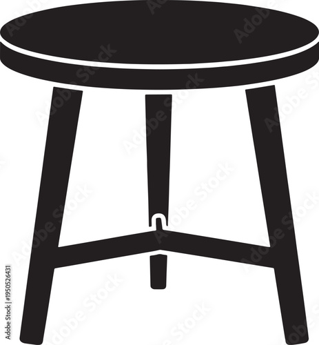 Simple black stool with three legs and round seat furniture