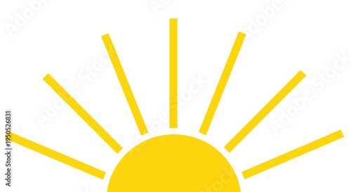 Bright Yellow Sunburst Icon with Rays on White Background