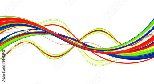 Colorful Abstract Wavy Lines on White Background