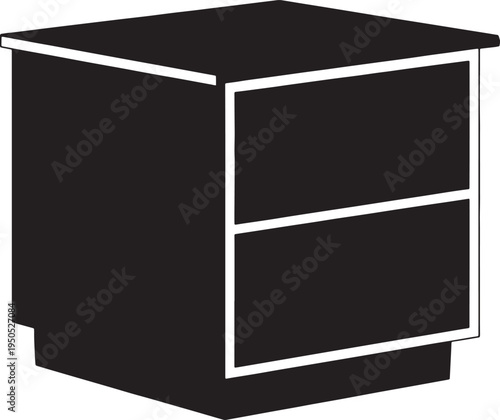 Simple modern two drawer nightstand with white trim lines