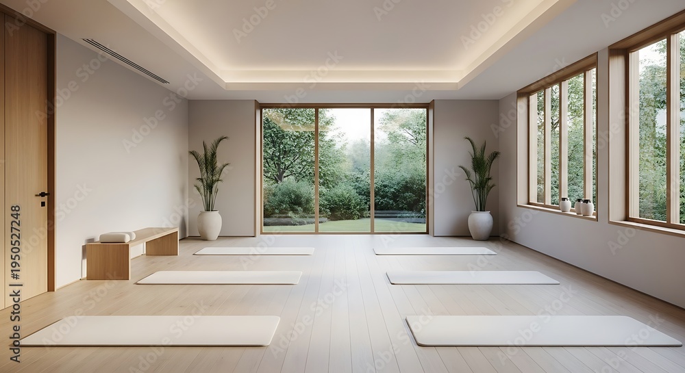 Fototapeta premium Serene Yoga Studio with Natural Light.