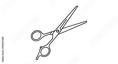 Professional Barber Scissors Line Art Icon - Open Blades