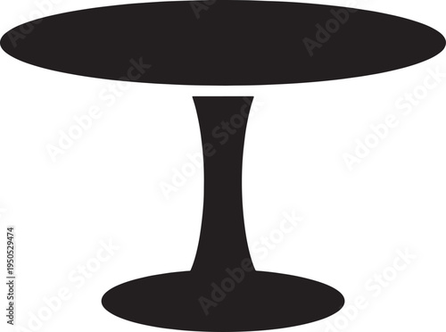 Simple modern pedestal table furniture silhouette isolated on white
