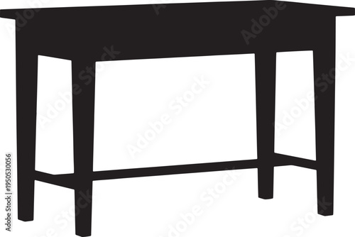 Simple black table with four legs and rectangular top furniture