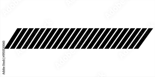 Slash lines pattern. Border with tilted parallel stripes. Embroidery ornament with slanted stitches on white background. Geometric print for caution tape or barrier.