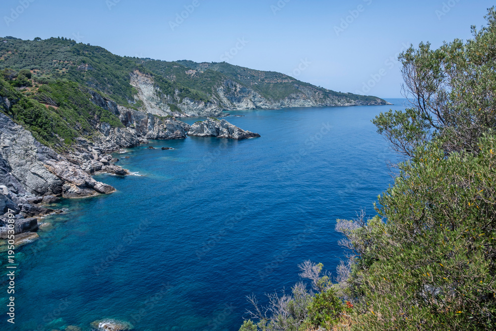 Fototapeta premium The coastline of Skopelos near Chapel of Agios Ioannis, Thessaly, Greece