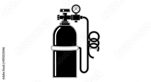 Oxygen Tank with Regulator and Gauge for Medical or Industrial Use.