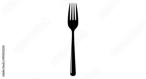 Elegant Black Fork Isolated on White Background for Dining.