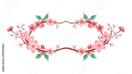Sakura blossom wreath floral decorative frame