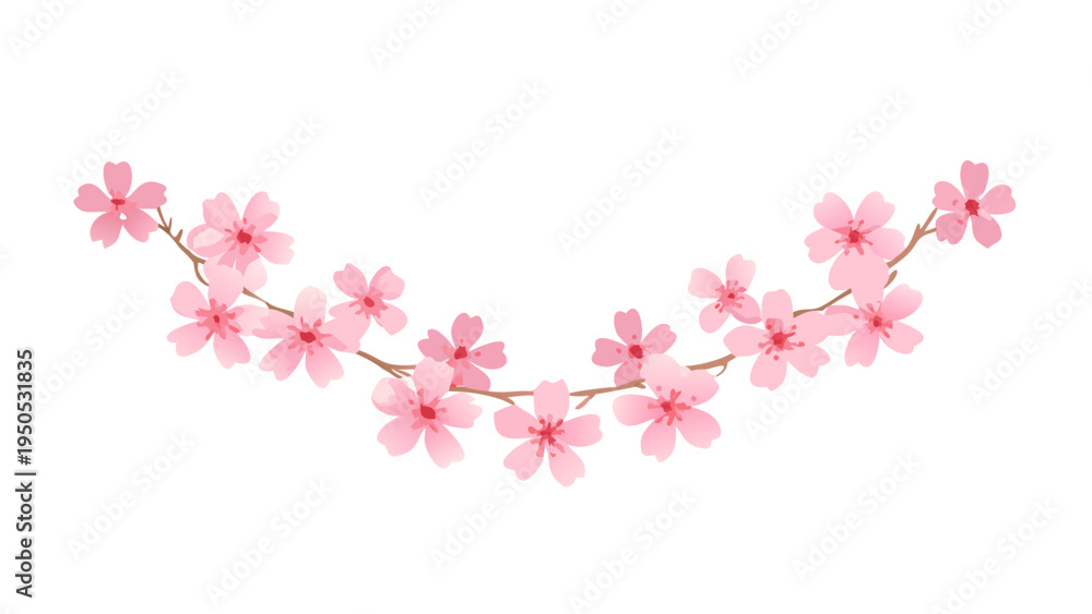 Fototapeta premium Cherry blossom floral garland decorative divider