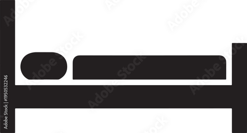 Simple black and white illustration of a bed frame and mattress